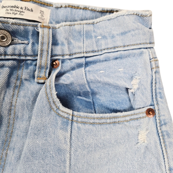 Abercrombie Sz 25‎ The 90s Straight Ultra High Rise Curve Love Split Hem - Picture 8 of 16
